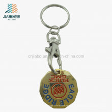 Promotional Gift Zinc Alloy Trolley Token Coin Holder Keychain with Dog Hook